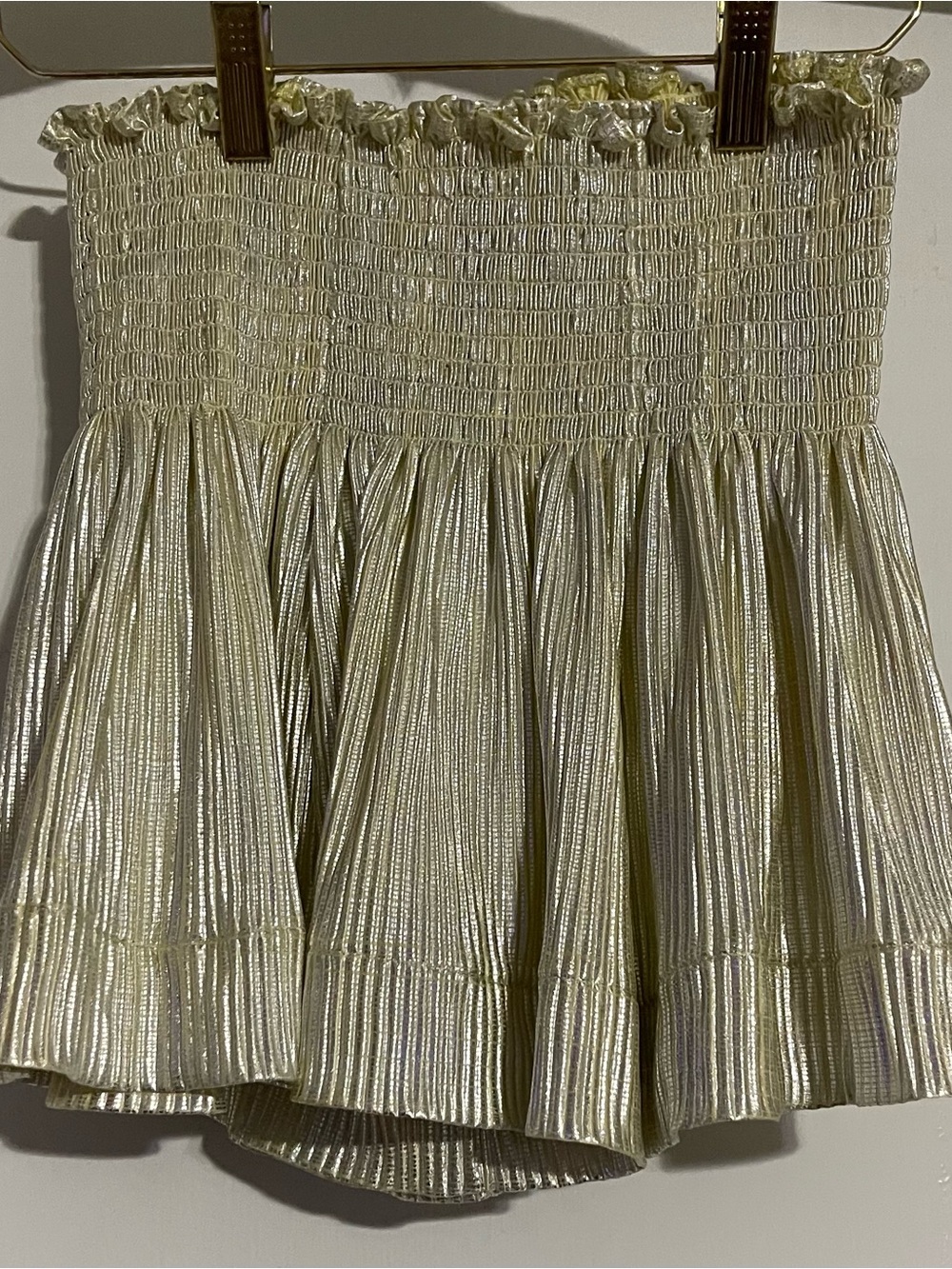 QUEEN OF SPARKLES Gold Smocked Mini Shorts Size Large
